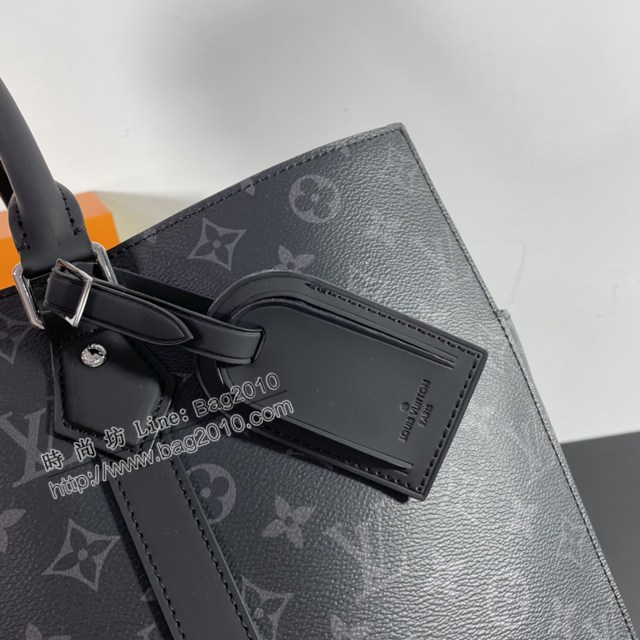 Lv路易威登2023專櫃新款Sac Plat 24H手袋 LV黑花男士手提托特包 M46451 ydh5004